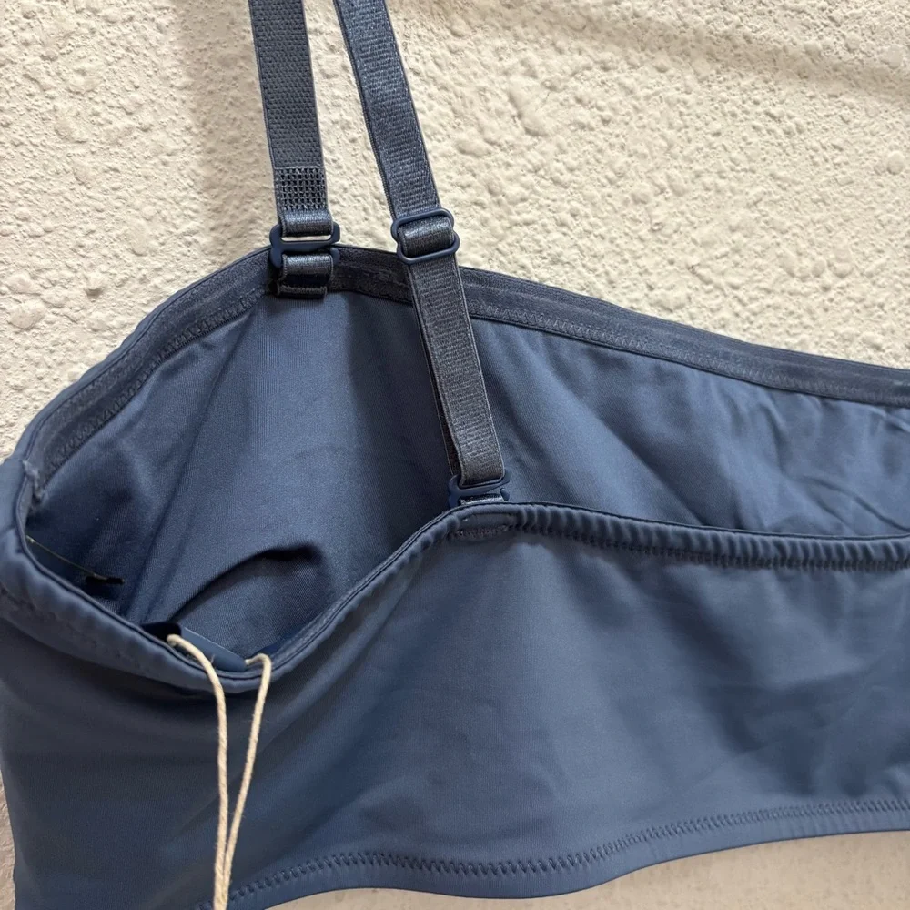Skims Micro Bandeau Bikini Top in Medium Denim Wash Size 3X